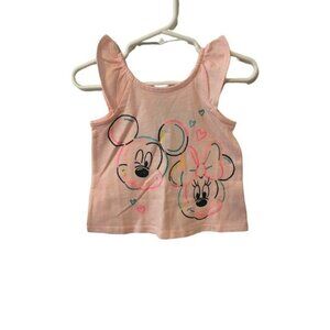 Disney Jumping Beans Mickey Mouse & Minnie Mouse Pink Sleeveless Tee Size 12M
